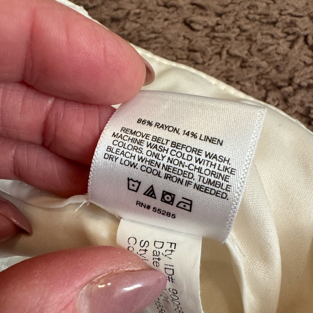 2 FOR $25Express Cream White Linen Blend High Rise Pleated Pants *missing Belt 8 - Picture 5 of 10